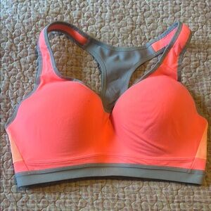 VSX Pink and Gray Sports Bra with Racerback Design